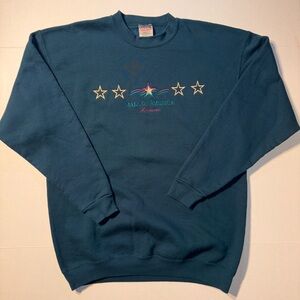 Vtg Oneita Mall Of America Minnesota Embroidered Spellout Stars 90’s Crewneck XL